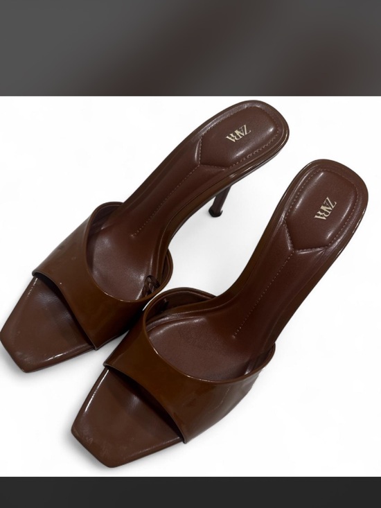 Zara Shoes - Zara Chocolate Brown Open-Toe Slide Heels